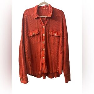 Women's Vibrant Orange Button Down Shirt